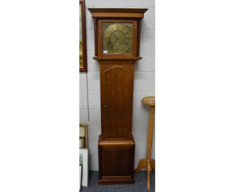 An oak longcase clock, thirty-hour movement, brass dial signed JA .Barton, Clifton  