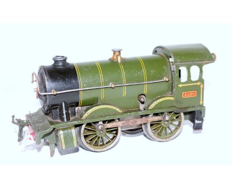 A Hornby No. 1 Special 0-4-0 engine Great Western No. 2301 clockwork, no tender, folds to cabside windows, missing one cylind