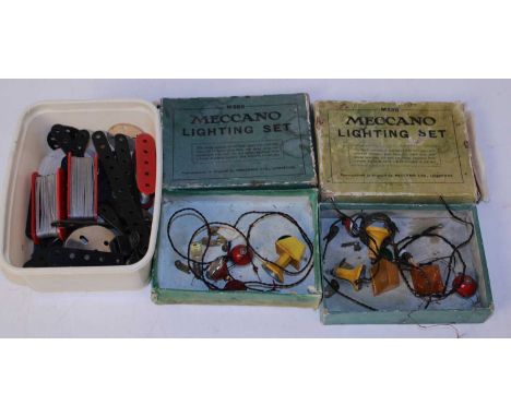 Shoe box containing two electrical lighting set boxes containing good quantity of lighting parts, also some modern Electrikal