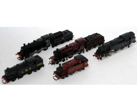 Selection of 5 LMS related locomotives, Wrenn 2-6-4 tank engine LMS black No. 2500 (G), Wrenn 0-6-2 tank engine LMS black No.