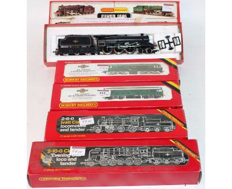 Hornby Railways R857 BR lined black Ivatt class 2 engine and tender (M-BNM), R859 BR lined black class 5 engine and tender (N