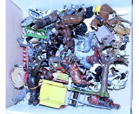 One tray containing a quantity of mainly Britains, FG Taylor and others lead hollow cast farming implements and accessories t