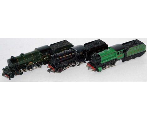 A pre-war Trix Twin Railway freelance LNER green 0-4-0 engine and tender (G), together with post war freelance LMS black 0-4-