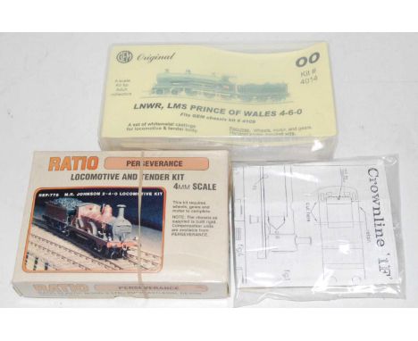 Items for kit builders, unmade GEM whitemetal kit ref 4014 for Prince of Wales class 4-6-0 engine and tender and chassis kit 