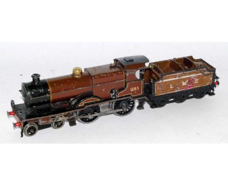 Hornby clockwork LMS compound engine and tender in careworn state and requires total restoration (F)