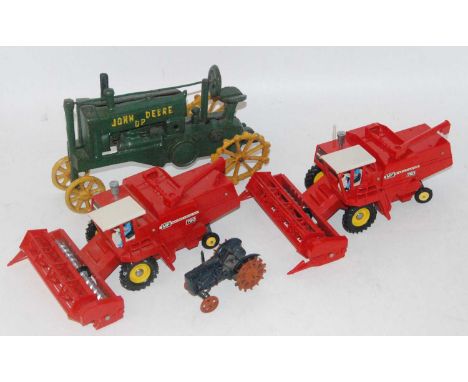 A collection of vintage and modern release tractor and farming related models to include a Britains 1978 Massey Ferguson comb