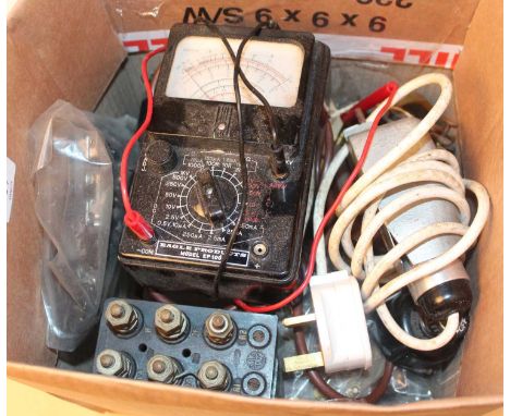 Selection of various transformers and switches and an Eagle Products Model EP 100K circuit tester
