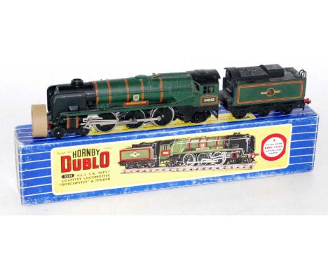 A Hornby Dublo 3-rail 3235 "Dorchester" engine and tender complete with instructions and test tag, minor blemishes only, whic