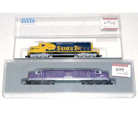 Graham Farish by Bachmann N gauge Deltic type diesel locomotive Porterbrook purple livery No. 9016 'Gordon Highlander' (G-BG)