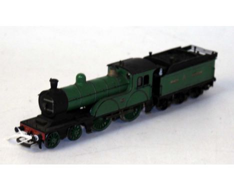 A North Eastern Railway 4-4-0 engine and tender green No. 2017 and built from a DJH kit (G)