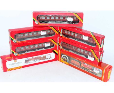 Hornby Railways R357 LMS red Duke of Sutherland engine and tender (M-BG), R376 LMS red Compound engine and tender (M-BG), tog