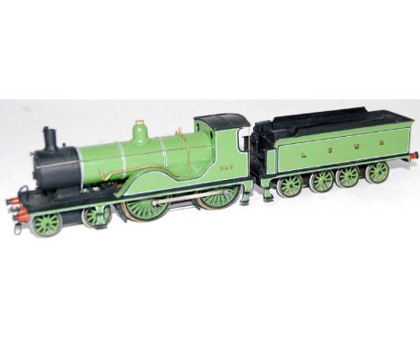 A whitemetal kit built T9 class 4-4-0 engine and 8 wheel tender finished in LSWR lined light green livery, fitted with Romfor