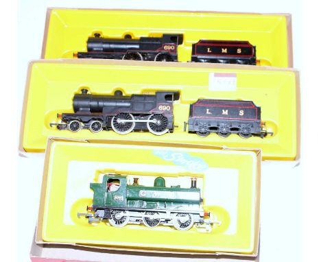 Hornby Railways R51S GWR 0-6-0 pannier tank engine with smoke, gloss green version (NM-BNM) R450 LMS black class 2P 4-4-0 eng