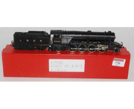 A brass/whitemetal kit built lined black LNER class P1 engine and tender No. 2394, Romford or similar wheels and link couplin