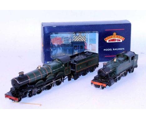 Tray containing 3 locomotives, Bachmann factory weathered BR blue class 04 diesel shunter in box outer only (G-BD), Airfix GW