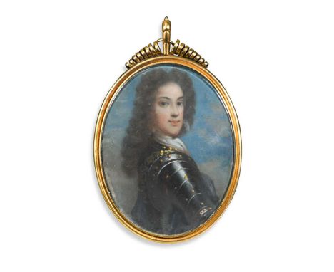 Follower of François de Troy, circa 1705 Portrait miniature of a nobleman, believed to be James Francis Edward Stuart (1688-1