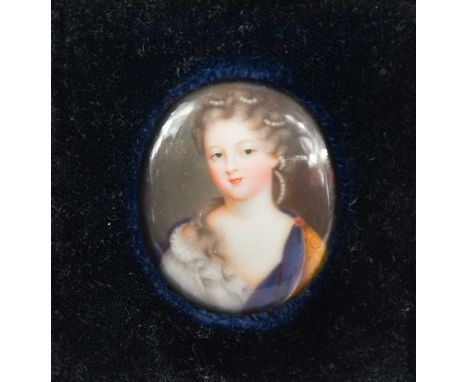Follower of Jean Petitot Portrait miniature of a lady, said to be Maria Clementina Sobieska (1702-1735)enamel on copper, oval