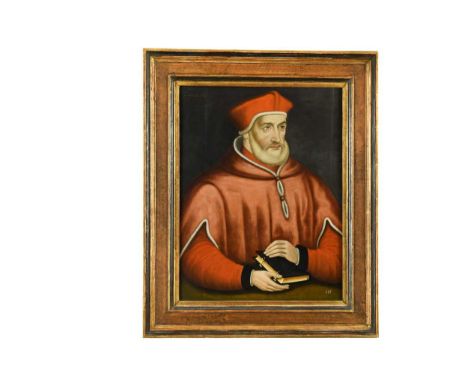 Anglo-Italian School, late 16th century Portrait of Cardinal Reginald Pole (1500-1558) holding a bookinscribed 'Cardinal Pole