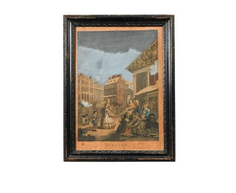After William Hogarth, 18th century  The Four Times of the Day (Morning, Noon, Evening &amp; Night)a set of four hand-coloure