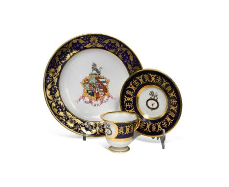 A Derby armorial plate, circa 1820, the centre painted with the marital arms of Kemeys-Tynte and Swinnerton for Charles John 
