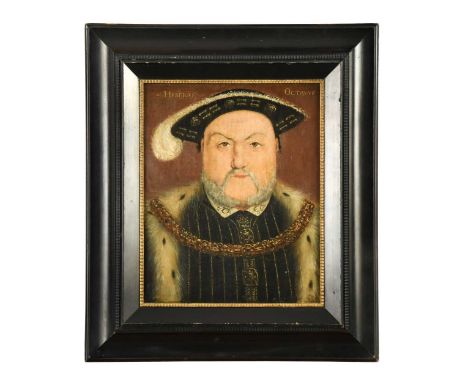 Follower of Hans Holbein Portrait of King Henry VIII (1491-1547) bust-length, in a fur-lined cloak and gold-brocade doublet, 