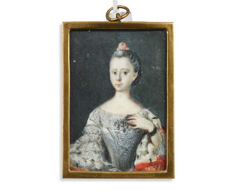 German School, mid-18th century Portrait miniature of a noblewoman, believed to be Princess Sophie Antoinette of Brunswick-Wo