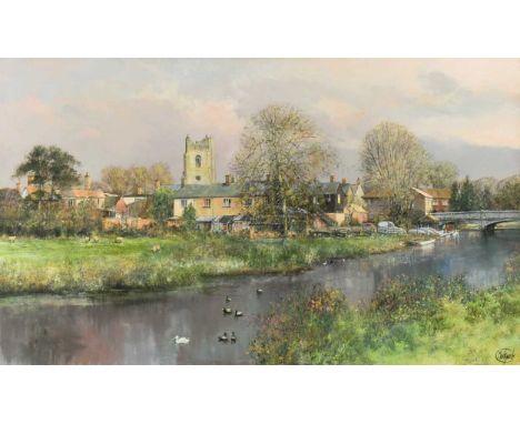 § Clive Madgwick (1935-2005) The Watermeadows at Sudbury, Suffolksigned 'C Madgwick' (lower right)oil on canvas44.5 x 75cmPro