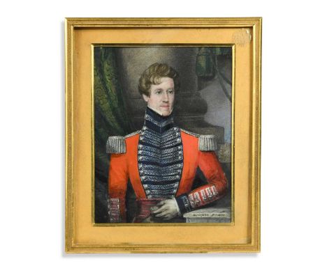 William C. Dubisson (fl.1821-1834)  Portrait miniature of an Adjutant General or Quartermaster General, in the pre-1829 unifo