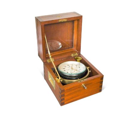 A German World War II Kriegsmarine two-day marine chronometer by Gerh D. Wempe,   no. 2496, with lever escapement, 9.5cm silv