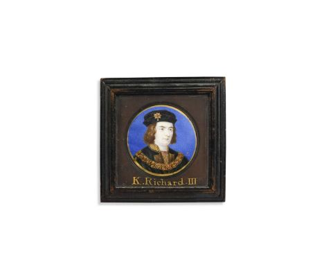 Bernard Lens III (1682-1740) Portrait miniature of King Richard III (1452-1485) the last Plantagenet King of England, wearing