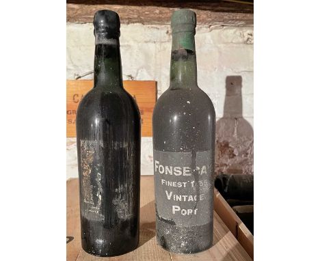 Dow's Vintage Port 1960, upper shoulder, 1 bottle; Fonseca's Vintage Port 1955 (J. Harvey &amp; Sons), 1 bottle (very top sho