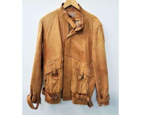 GAY IRONMONGER GENTS LEATHER JACKETin light tan, zip closure and below pockets, size 40 