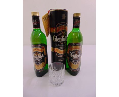 Two Glenfiddich pure malt Scotch whisky 75cl bottles, one in original packaging