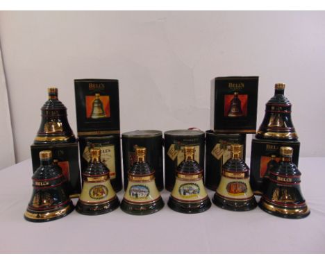 Eight Bells Scotch whisky commemorative decanters in original packaging 1988 to 1995, 70cl