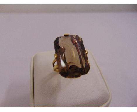 14ct yellow gold and smokey topaz cocktail ring, approx total weight 8.1g