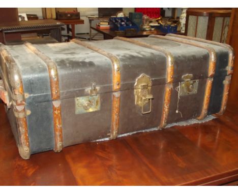Vintage wooden bound trunk