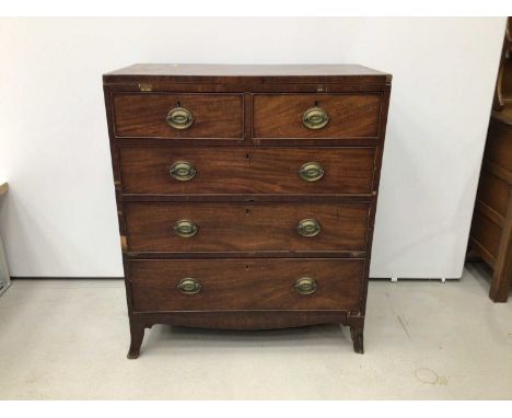 Regency mahogany chest of two short over three long graduated drawers on bracket feet, 84cm wide x 52cm deep x 109c, high