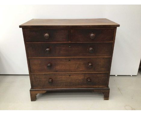 Victorian mahogany chest of two short over three long drawers on bracket feet, 99cm wide x 51cm deep x 94cm high