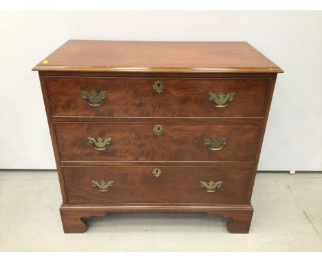Nineteenth century mahogany chest of three long graduated drawers on bracket feet, 82cm wide, 42cm deep, 76cm highCondition r