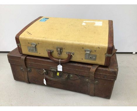 Vintage leather suitcase and one other (2)