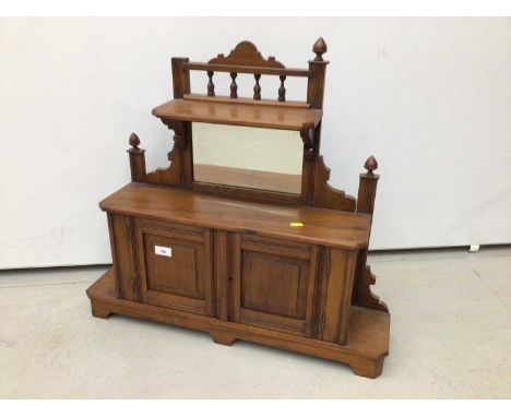 Miniature Edwardian walnut mirror back sideboard with bevelled plate, two panelled doors below on bracket feet, 72cm wide, 16