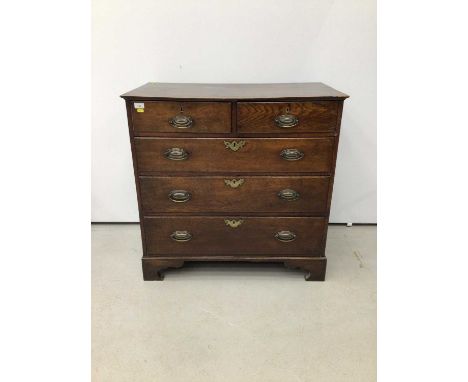 Georgian oak chest of two short and three long graduated drawers on bracket feet, 89cm wide, 50.5cm deep, 89.5cm high