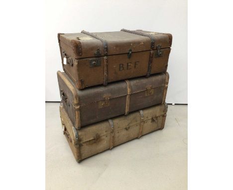 Three vintage trunks