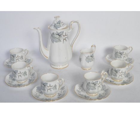A vintage 20th century Royal Albert 'Silver Maple' pattern bone china coffee / tea service comprising of coffee pot, silver t