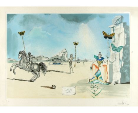 Salvador Dali (Spanish, 1904-1989). 'Les Papillion (Lady Butterfly)', limited edition print signed and numbered 195/300 in pe