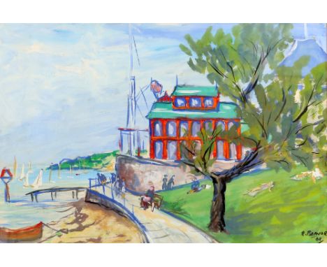 R Beaver coastal scene with figures  signed and  dated 68 watercolour, 37cm x 54cm  .    