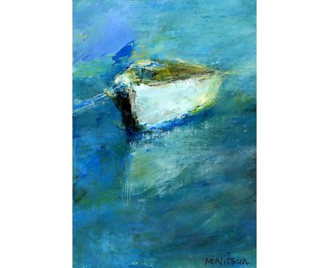 Morris Nitsun (South African / British). 'Small Boat, Solva', oil on paper. Signed M.Nitsun lower right. 21 x 15cm. Framed an
