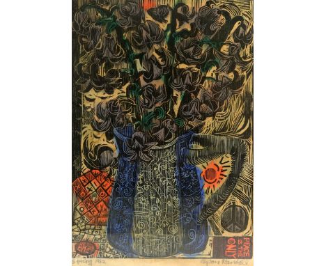 Tom Randall 'Spring 1962' signed and titled in pencil print, 58cm x 42cm .    Under glass.Fluctuations to paper. Foxing and b