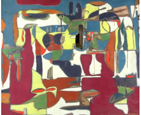 R J Madonald abstract signed  date, Paris 50,  45cm x 54cm .    