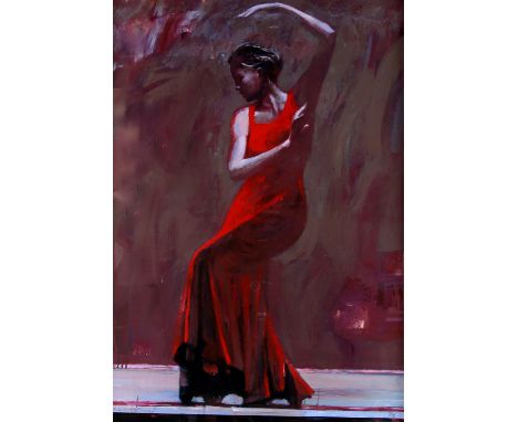 Fletcher Sibthorp (British, b. 1967). 'El Sombrero Rojo', limited edition Giclee print signed and numbered 190/295, 60cm x 50
